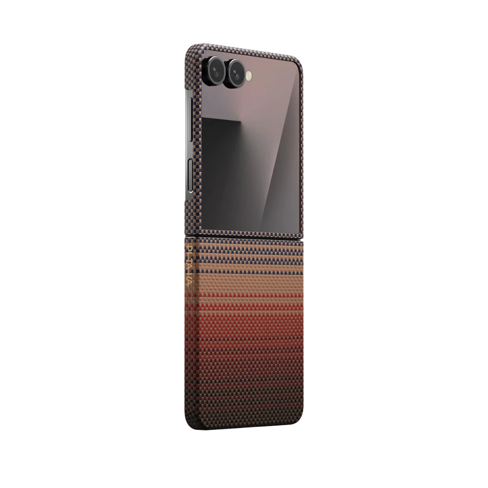 Pitaka Tactile Woven Sunset-Moonrise Serisi Galaxy Z Flip 7 M-safe Aramid Fiber Telefon Kılıfı Pitaka Tactile Woven Sunset-Moonrise Serisi Galaxy Z Flip 7 M-safe Aramid Fiber Telefon Kılıfı